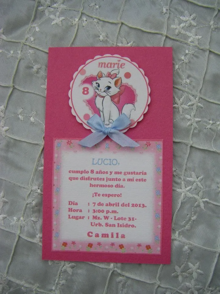 Tarjeta de invitación de cumpleaños, con el detalle de Gatita ...