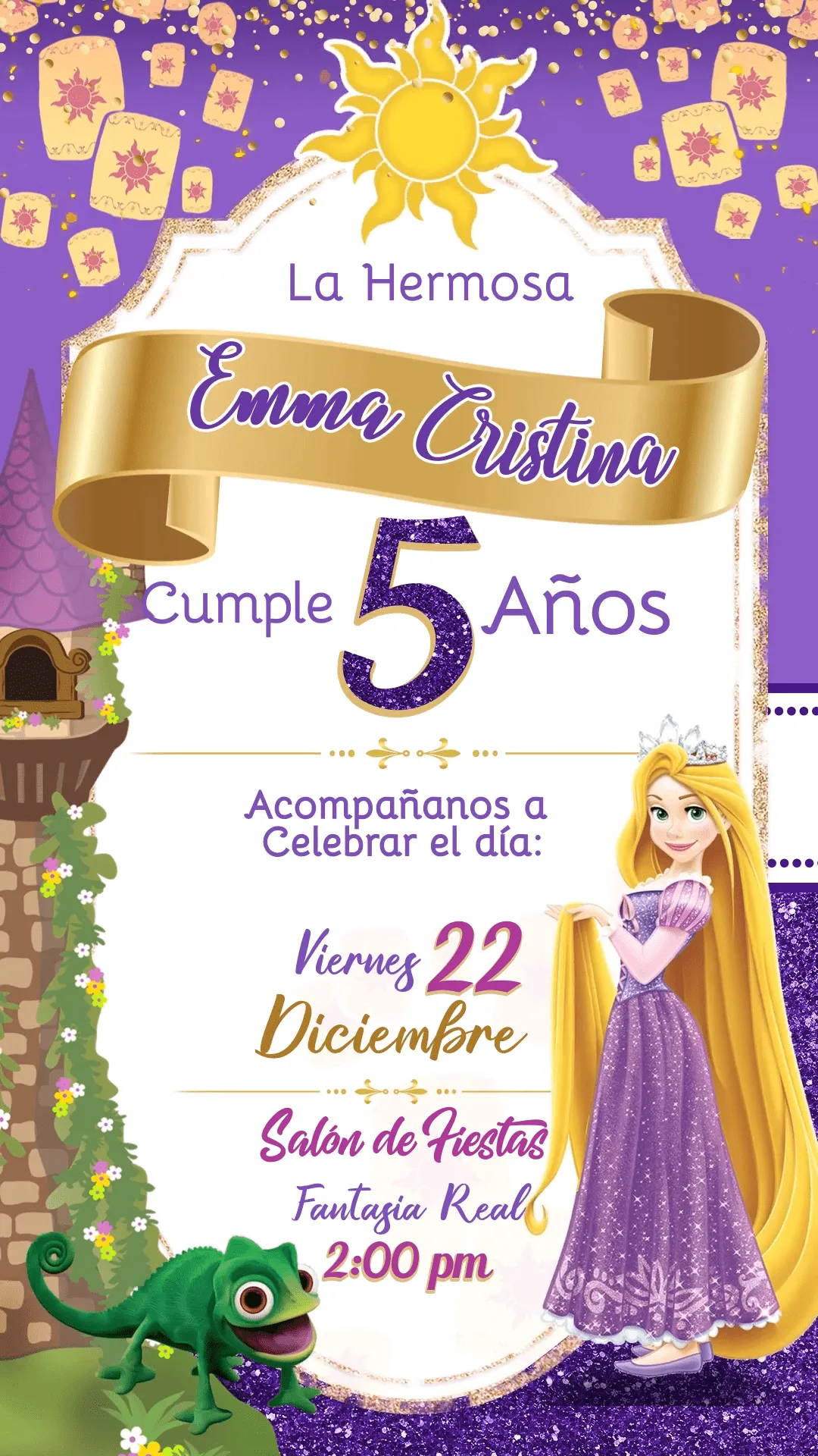 TARJETA DE INVITACIÓN DIGITAL ANIMADA PRINCESA RAPUNZEL [Video] [Video] |  Invitaciones de rapunzel, Invitaciones digitales, Invitaciones de  cumpleaños virtuales