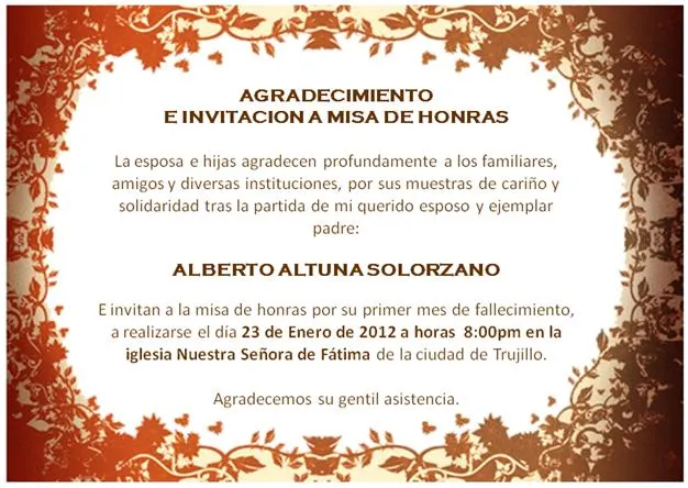 Invitación de misa de mes - Imagui