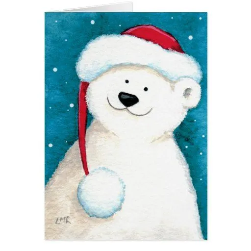 Tarjeta de Navidad festiva linda del oso polar | Zazzle