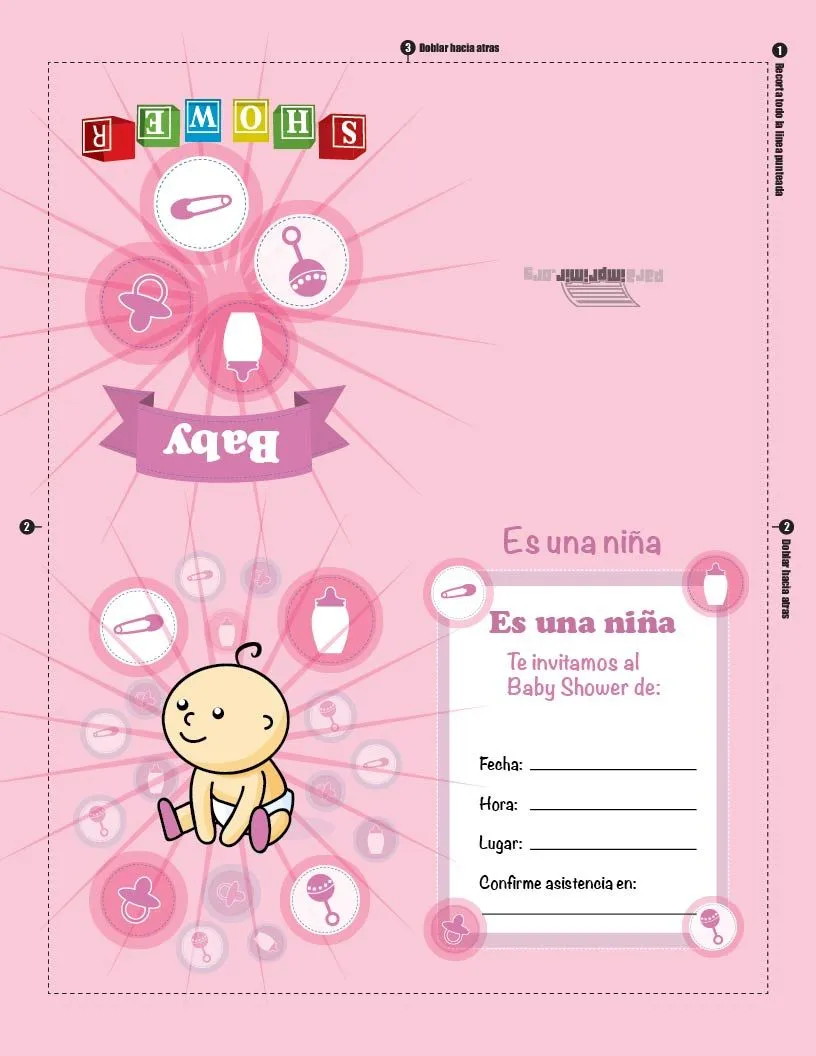 Tarjeta de niña para baby shower para imprimir en PDF 2023