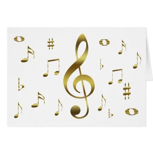 Tarjeta de notas musicales del oro | Zazzle