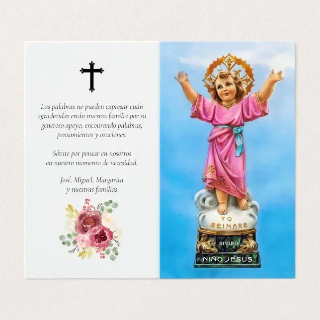 Tarjeta de oración funeraria Divino Nino Jesus Per | Zazzle.es