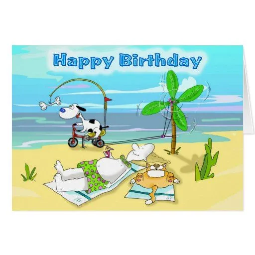 tarjeta de la playa del feliz cumpleaños de Zazzle.