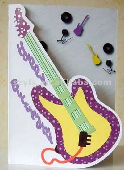 Tarjetas en forma de guitarra - Imagui