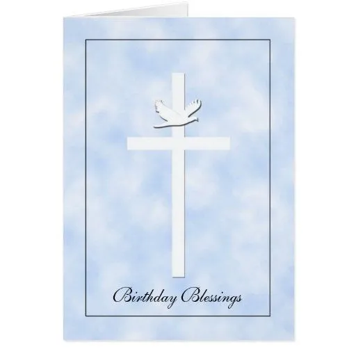 Tarjeta religiosa de Brithday - cruz y paloma de Zazzle.