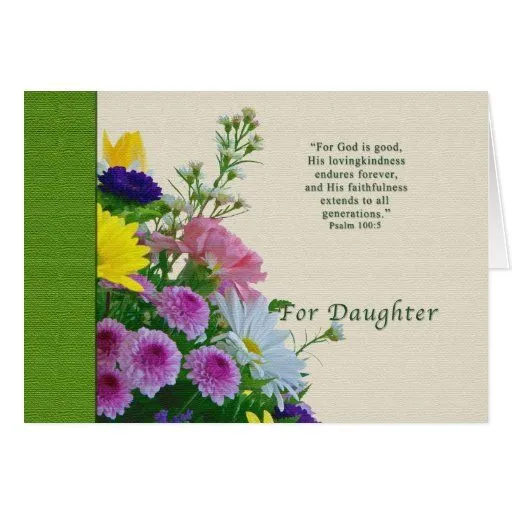 Cumpleaños, hija, ramo floral, religioso tarjetas de Zazzle.