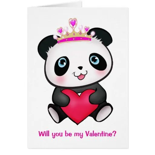 Tarjeta rosada del chica de princesa Panda Heart V de Zazzle.