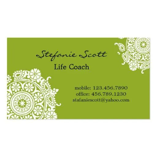 Tarjeta de visita elegante en verde lima y blanco de Zazzle.