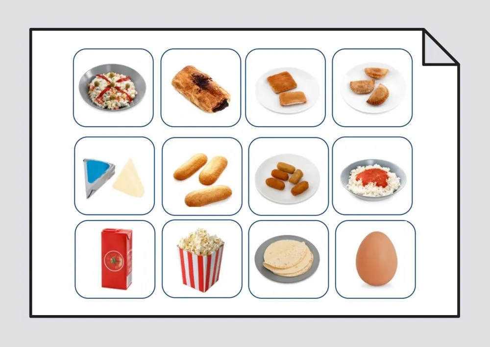 Tarjetas. Los alimentos: Vocabulario #Soyvisual