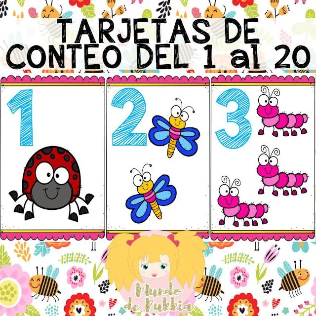 Tarjetas de Conteo del 1 al 20 | Mundo de Rukkia