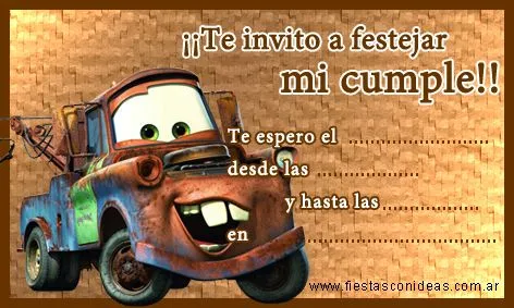 Tarjetas de invitación de cumpleaños de cars para imprimir - Imagui