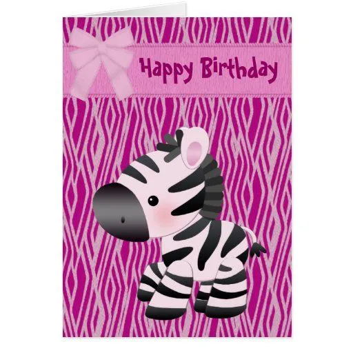 Tarjeta de cumpleaños rosada linda de la cebra y | Zazzle