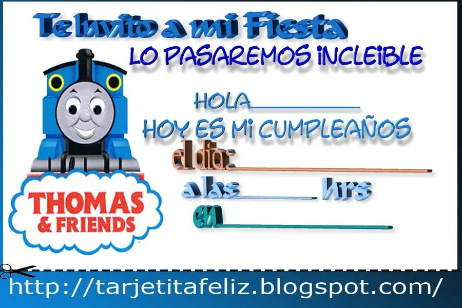 Tarjetas de cumpleaños para imprimir: Tarjrtita de Thomas Y Sus amigos