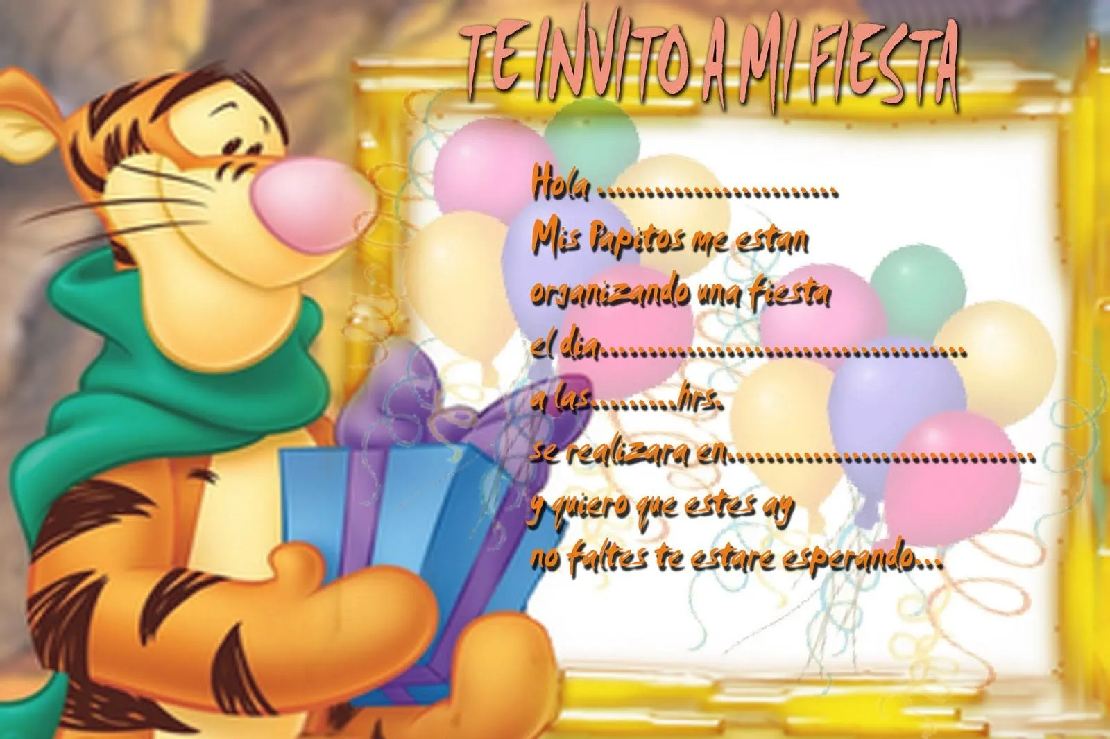 Tarjetas de cumpleaños para imprimir: Tigger