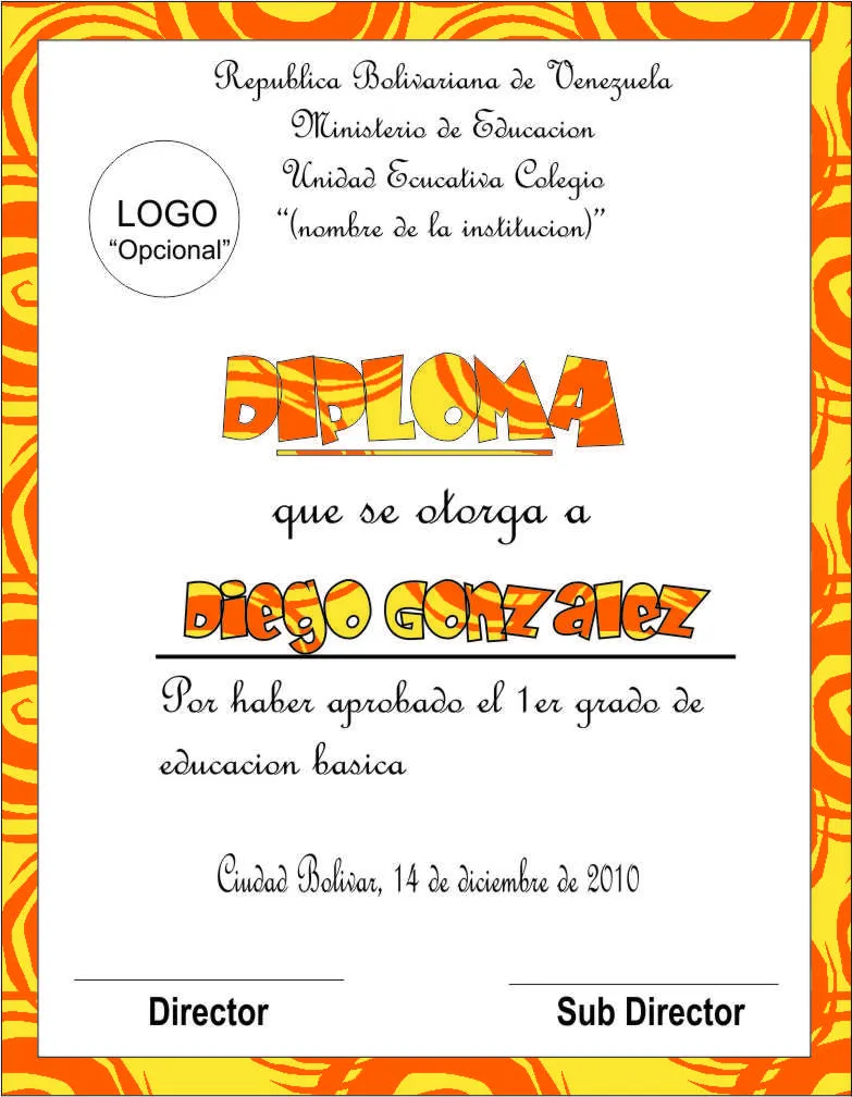 Tarjetas, Diplomas, Certificado y mucho mas: 1er Modelo (Diploma ...