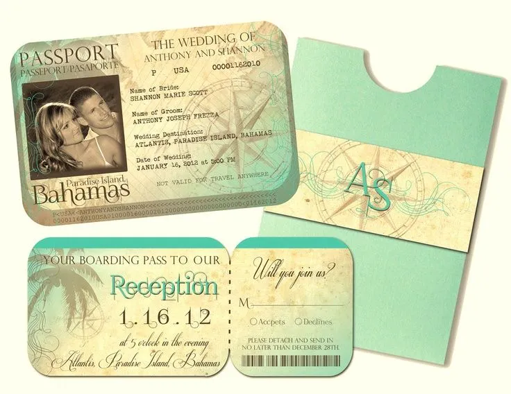 Tarjetas con estilo de pasaporte. | Invitaciones y tarjetas ...