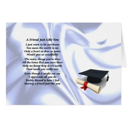 Graduación - poema del amigo felicitación | Zazzle