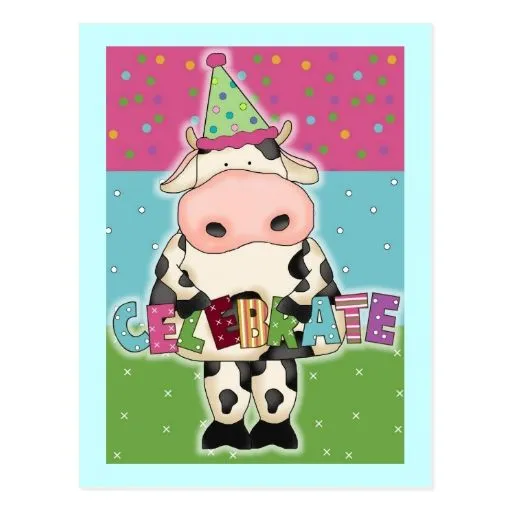 Tarjetas y franqueo de cumpleaños de la vaca postales de Zazzle.