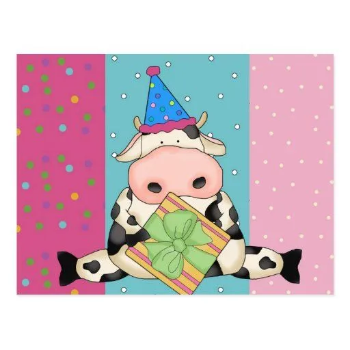 Tarjetas y franqueo de cumpleaños de la vaca tarjeta postal de Zazzle.