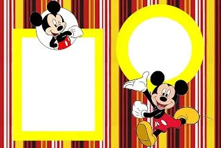 Tarjetas para imprimir gratis de Mickey Mouse con fondos en rayas ...