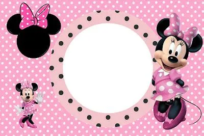 Tarjetas para imprimir gratis de Minnie Mouse en rosa, blanco y ...