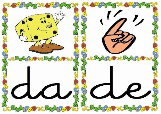 TARJETAS INFANTILES CON SILABAS Y DIBUJOS