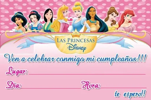 Tarjetas de invitación a cumpleaños de princesas para imprimir ...