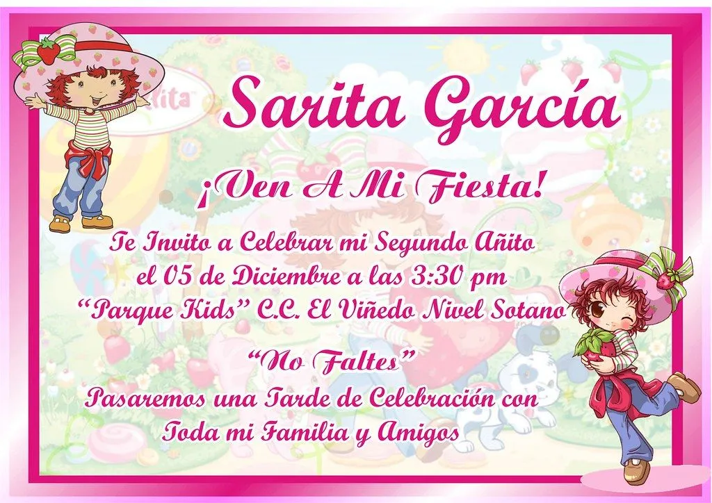 Rosita fresita tarjetas de invitación - Imagui