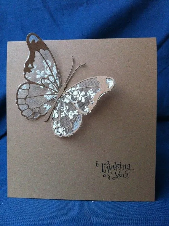 Tarjetas de mariposa de encaje de algodón hecho a mano por Bermarc