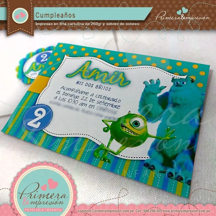 tarjetas de Monster Inc | Cumpleaños | Pinterest