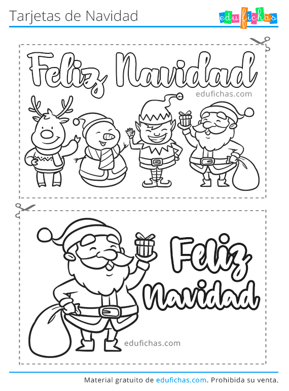 Tarjetas de Navidad. Imprimir Postales de Navidad para Niños.