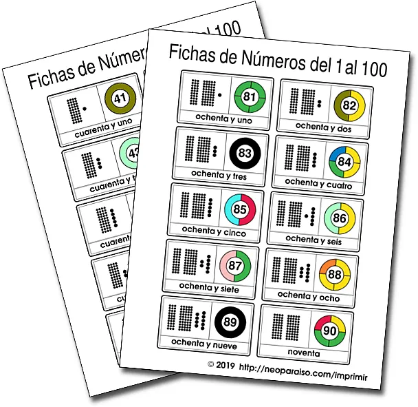 Tarjetas de Números del 1 al 100 para Imprimir PDF