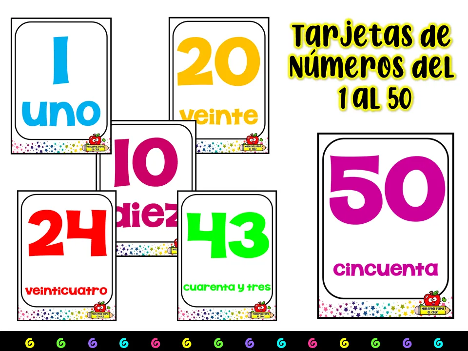 TARJETAS DE NÚMEROS DEL 1 AL 50