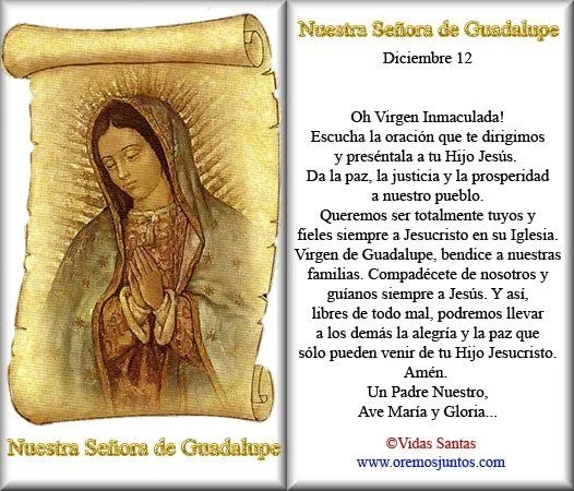 Tarjetas Y Oraciones Catolicas Tarjetas Virgen De Guadalupe ...