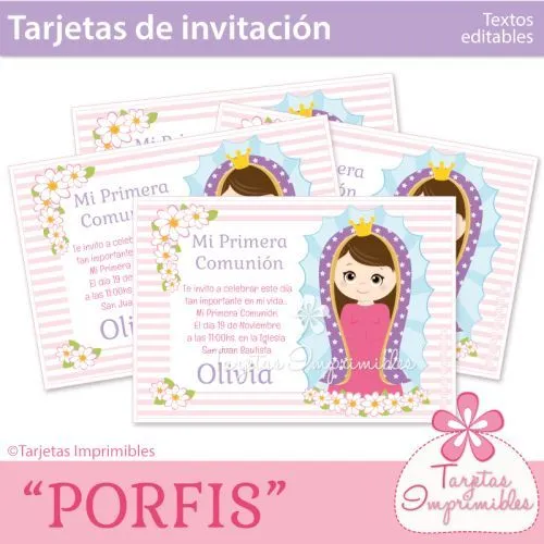 tarjetas-porfis-virgencita | ♥Primera Comunión♥ | Pinterest