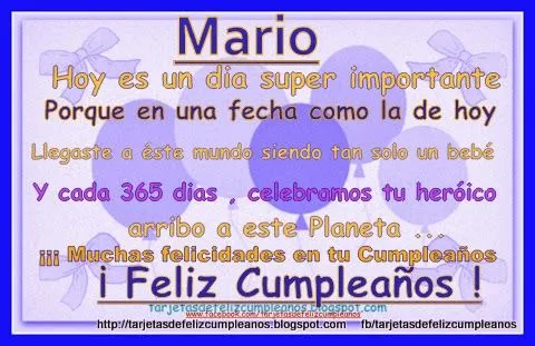 Tarjetas y Postales de Felicitaciones de Cumpleaños : Mario ...