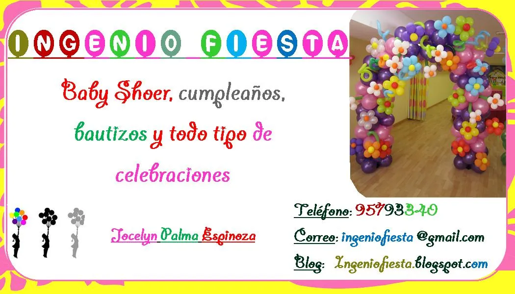 Tarjetas de presentacion decoración con globos - Imagui