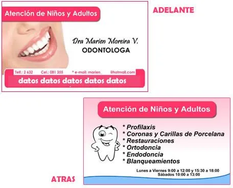 Tarjetas de presentacion odontologia - Imagui