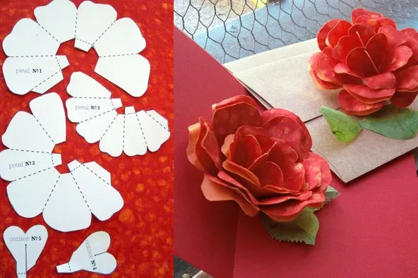 Tarjetas de rosas en papel :