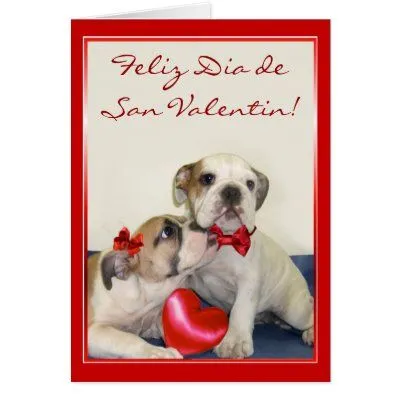 Tarjeta de San Valentin con cachorros bulldog Cards from Zazzle.