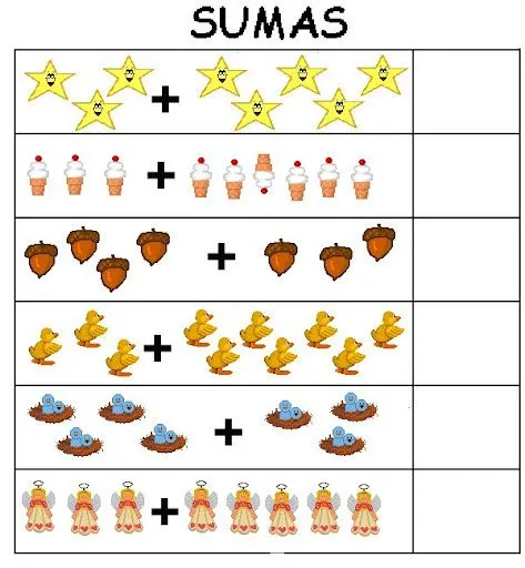 TARJETAS DE SUMAS PARA NIÑOS