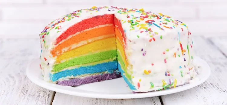 Tarta arco iris - Recetas de Tartas en Dibujos.