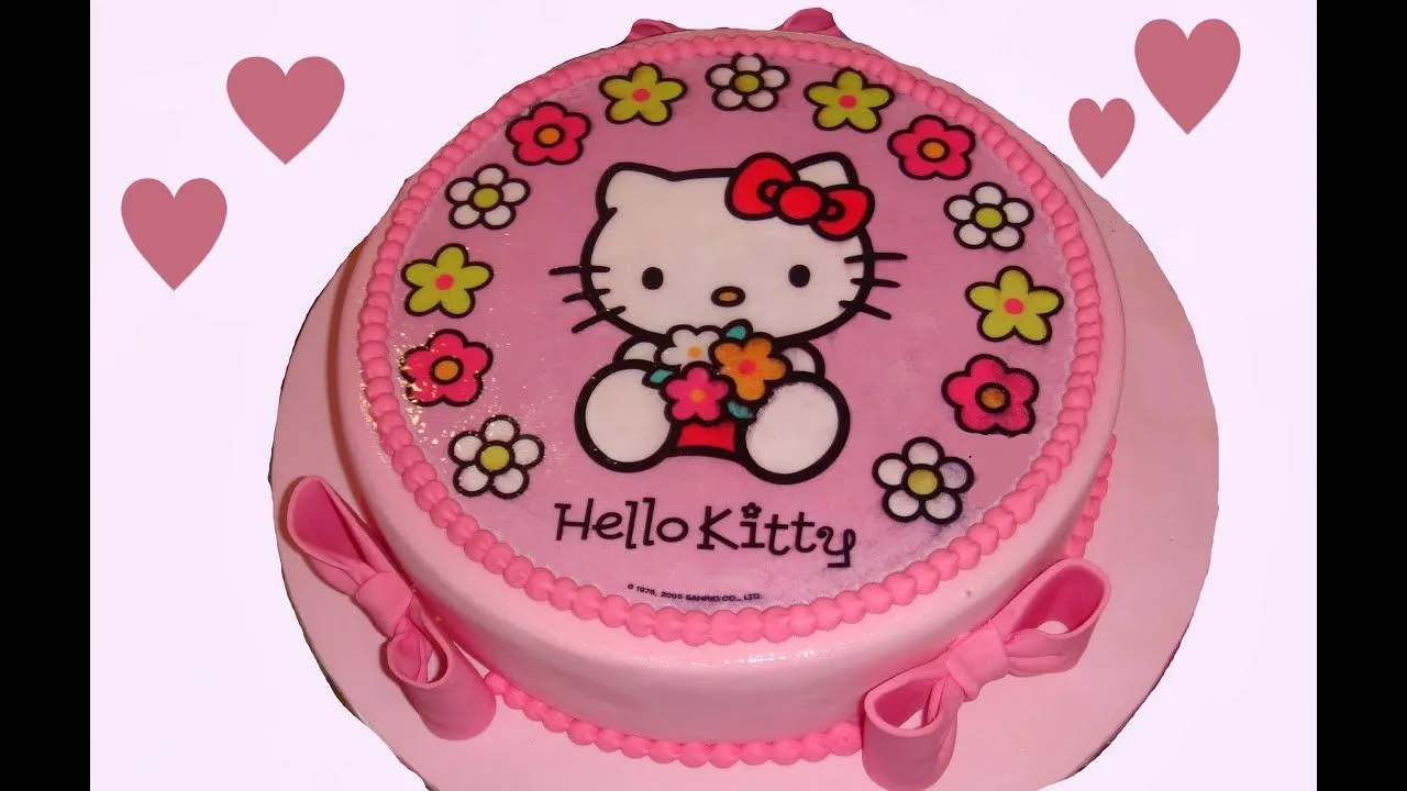 Tarta de fondant de Hello Kitty. How to make a kitty cake - YouTube