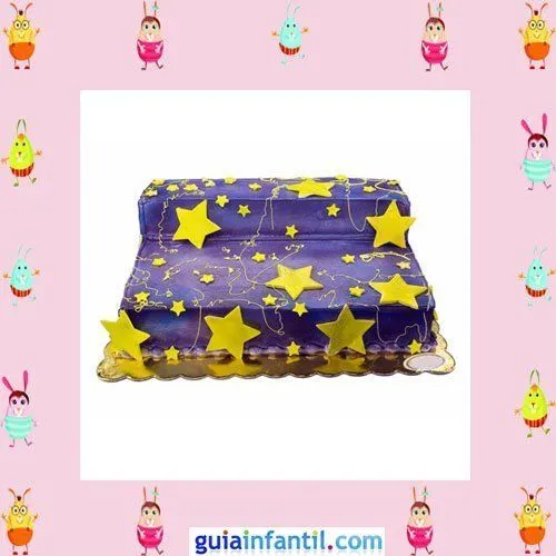 Tarta de fondant morado con detalles de estrellas - Ideas de ...