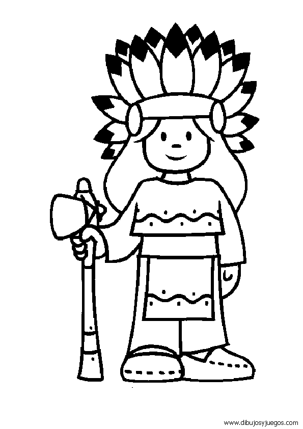 dibujos-de-indios-001 | Dibujos y juegos, para pintar y colorear