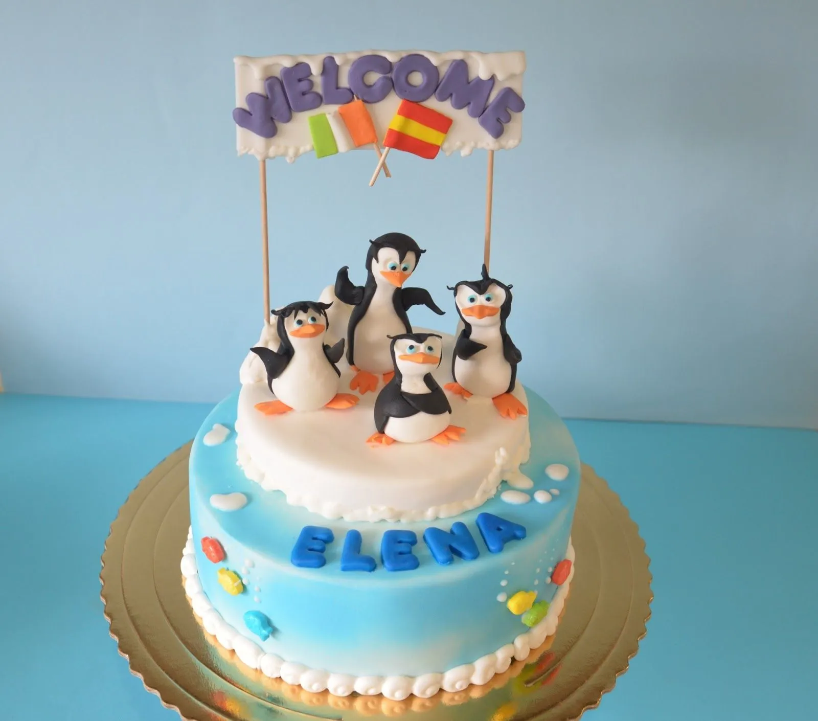 Tartas Artisticas.: TARTA FONDANT PINGUINOS