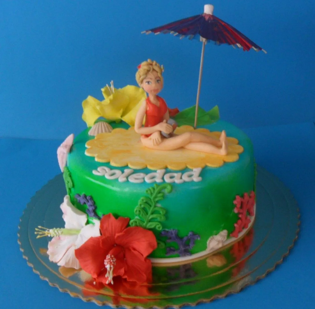 Tartas Artisticas.: TARTA PLAYA HAWAIANA PARA SOLEDAD