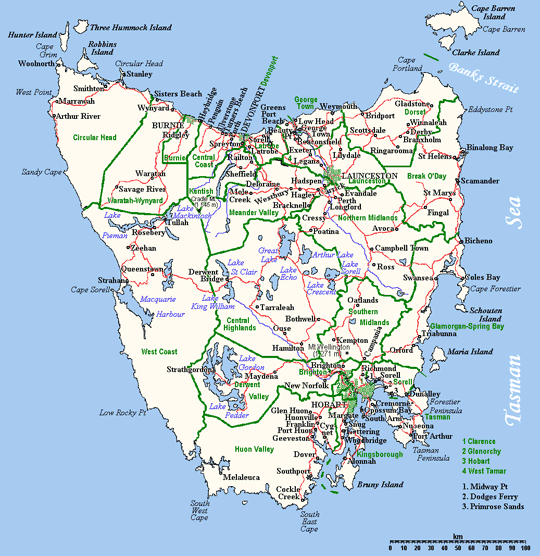 Tasmania Map Pictures | Map of Australia Region Political