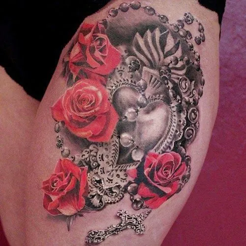 Tatuaje Camandula y Lindas Rosas Este tatuaje realizado por un ...